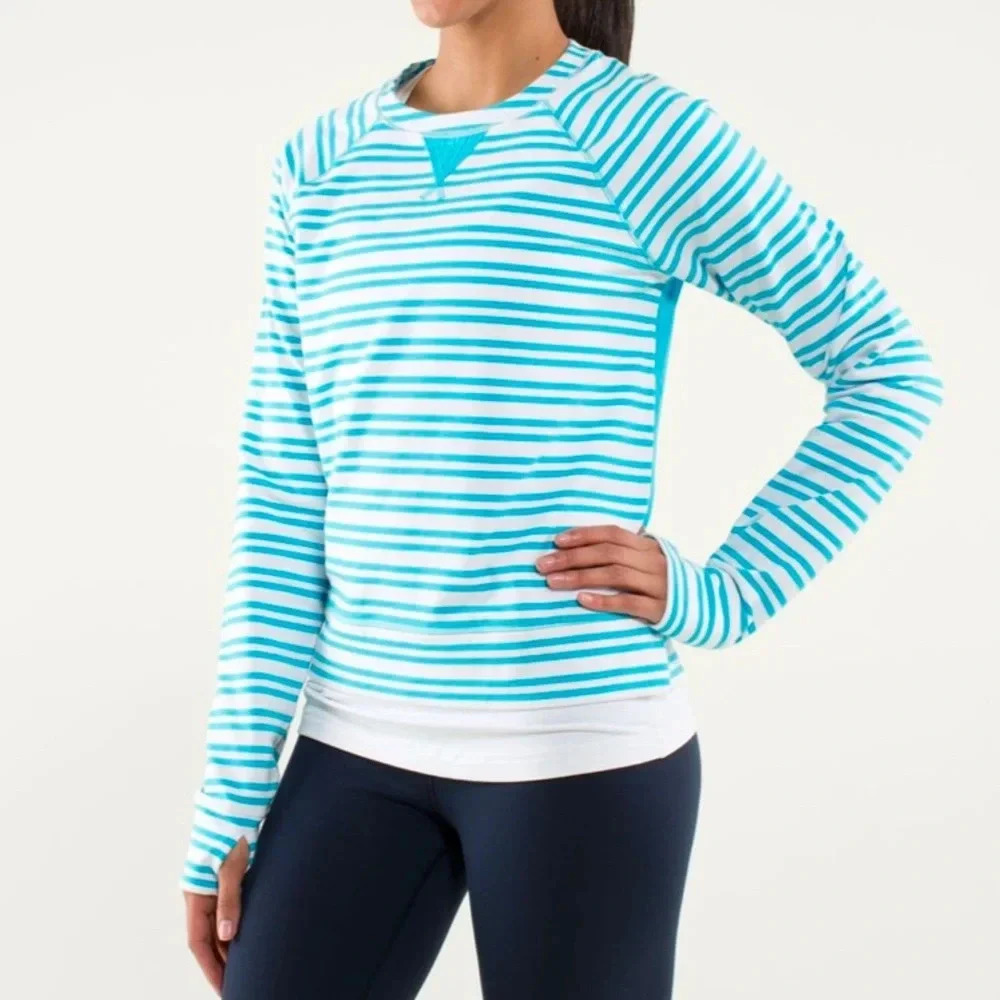 Lululemon Voyage Pullover *TencelTwin Stripe Spry Blue / Spry Blue